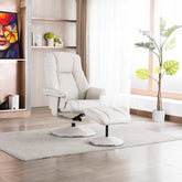 Troyes Leather Look High - Back 360 Swivel Chair and Footstool - Pendle Village Furniture